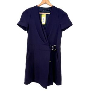 Karen Millen Navy Blue Wrap Shorts Romper $299 Retail NEW NWT Size 4